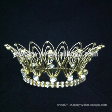 Anel de cristal banhado a ouro redondo Anel de cristal em forma de coroa real para crianças